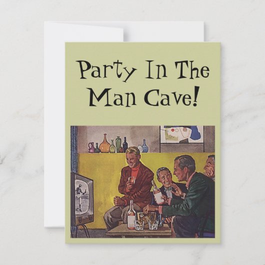 Retro Uitnodiging om Feest te Organiseren Man Cave (Voorkant)