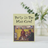 Retro Uitnodiging om Feest te Organiseren Man Cave (Staand voorkant)