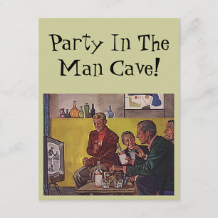 Retro Uitnodiging om Feest te Organiseren Man Cave