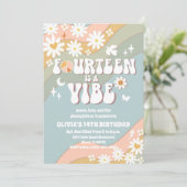 Retro uitnodiging voor 14e verjaardagsfeestje (Staand voorkant)