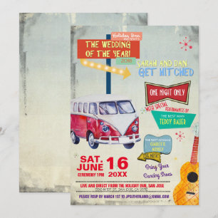 Retro uitnodiging voor 50's bruiloft