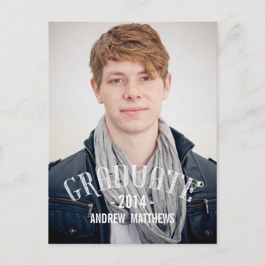 retro | Uitnodiging voor afstudeerfeest Briefkaart (Voorkant)