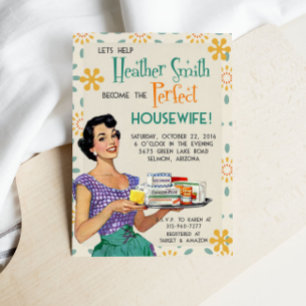 Retro uitnodiging voor bruidsfeest huisvrouw jaren