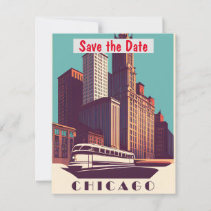 Retro uitnodiging voor de Chicago City Streetcar