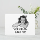 Retro uitnodiging vrijgezellenfeest (Staand voorkant)