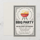 Retro  uitnodigingen van de BBQ-partij (Voorkant / Achterkant)