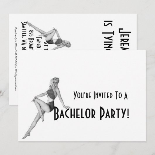 Retro Uitnodigingen Voor Bachelorfeest (Voorkant / Achterkant)