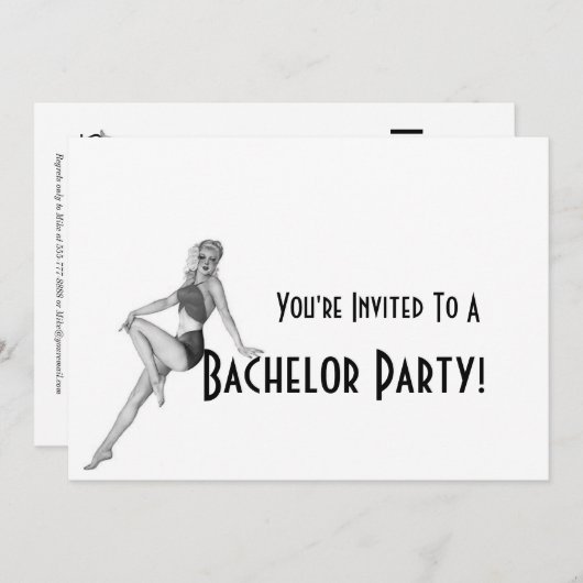 Retro Uitnodigingen Voor Jonggezellenfeest (Voorkant / Achterkant)