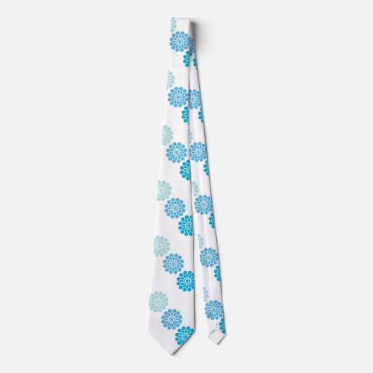 Retro-uitstraling 1970s Blauwe Bloemen Stropdas (Voorkant)