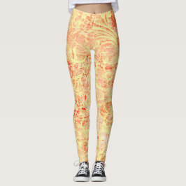 Retro uitziende bloem in lichtgele textuur leggings