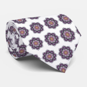 Retro-uitziende paarse Mandala uit de jaren 70 Stropdas
