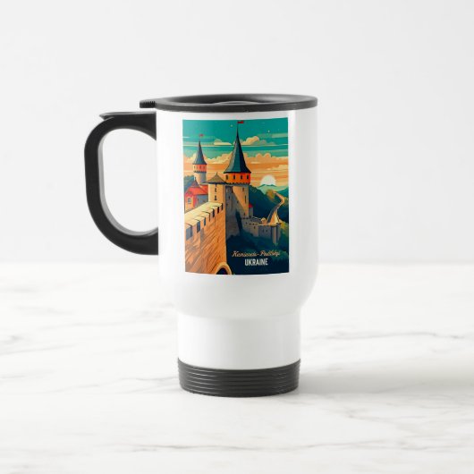 Retro Ukraine Castle Sunrise Wanderlust Reisbeker (Links)