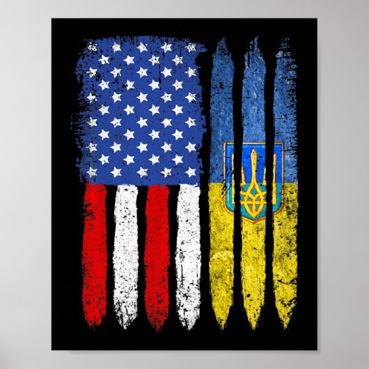 Retro Ukraine Vlag -Amerikaanse vlag Oekraïens Poster (Voorkant)