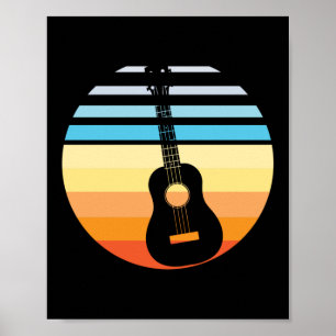 Retro  Ukulele Sunset Hawaiian Player Poster