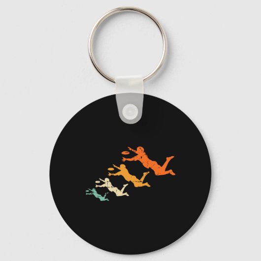 Retro Ultimate Frisbee Speler Vintage Disc Ultimat Sleutelhanger (Voorkant)