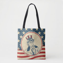 Retro Uncle Sam Sterren en Strepen Patroon Tote Bag