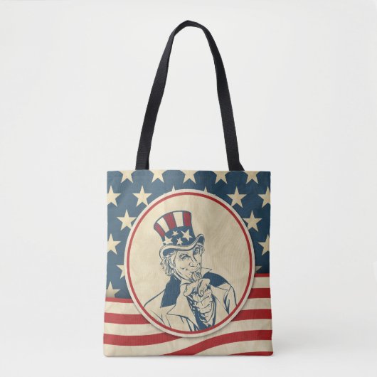 Retro Uncle Sam Sterren en Strepen Patroon Tote Bag (Voorkant)