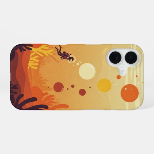 Retro Underwater Bubbles iPhone 16 Hoesje (Achterkant horizontaal)