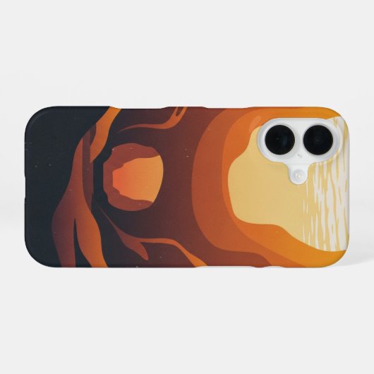 Retro Underwater Cave iPhone 16 Hoesje (Achterkant horizontaal)