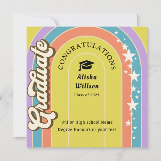 Retro Uni-Afstudeerder | gelukwens | foto | vierka Feestdagenkaart (Voorkant)