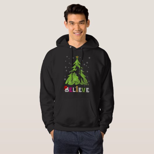 Retro Unicorn Lovers geloven dat Santa Hat Grunge  Hoodie (Voorkant volledig)