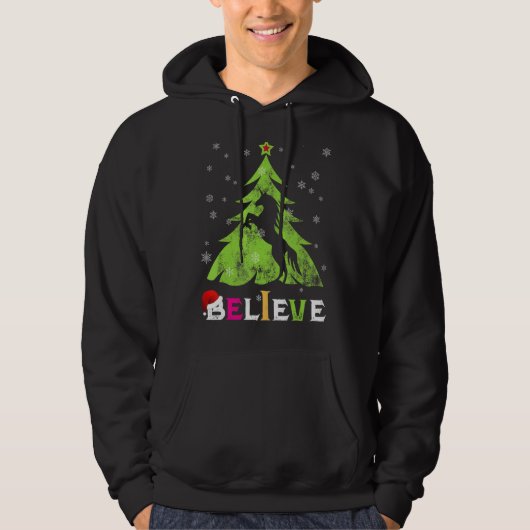 Retro Unicorn Lovers geloven dat Santa Hat Grunge  Hoodie (Voorkant)