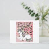 Retro Unicorn met Butterflies Briefkaart (Staand voorkant)