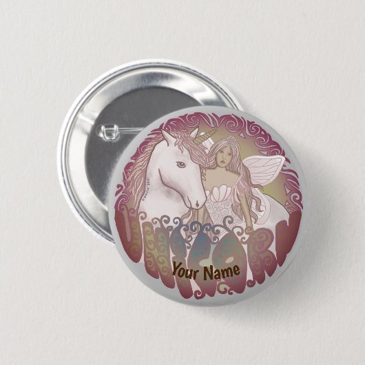 Retro Unicorn pin Ronde Button 5,7 Cm (Voorkant /achterkant)