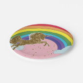 Retro Unicorn Rainbow & Gold Stars Birthday Party Papieren Bordje (Gekanteld)