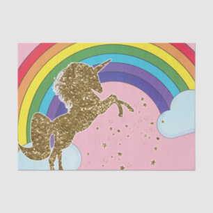 Retro Unicorn Rainbow & Gold Stars Birthday Party Tissuepapier