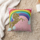 Retro Unicorn Rainbow & Gold Stars Girls Kussen (Deken)