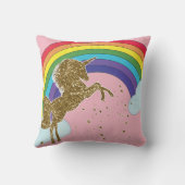 Retro Unicorn Rainbow & Gold Stars Girls Kussen (Achterkant)