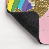 Retro Unicorn Rainbow & Gold Stars Muismat (Hoek)