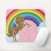 Retro Unicorn Rainbow & Gold Stars Muismat (Met muis)