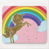 Retro Unicorn Rainbow & Gold Stars Muismat (Voorkant)