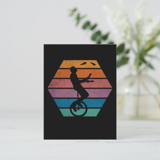 Retro Unicycle Juggling Circus Artist Juggler Briefkaart (Staand voorkant)