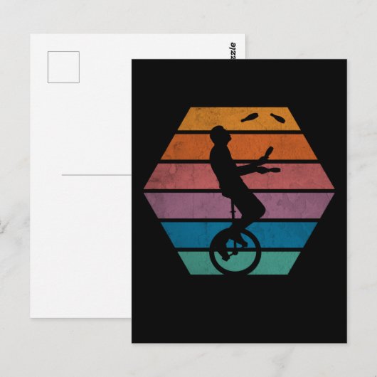 Retro Unicycle Juggling Circus Artist Juggler Briefkaart (Voorkant / Achterkant)