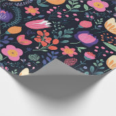 Retro unieke bold boho stijl whimsical bloemengesc cadeaupapier (Hoek)
