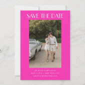Retro Unieke Hot Pink Art Deco Foto Weddenschap Save The Date (Voorkant)