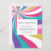 Retro Unieke Waves Roze Bewaar de Datum Kaart (Voorkant)