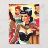 Retro uniform meisjes briefkaart (Voorkant)