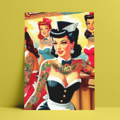 Retro uniform meisjes briefkaart