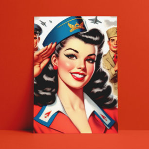Retro Uniform Pin-up Briefkaart