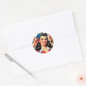 Retro Uniform Pin-up Ronde Sticker (Envelop)