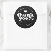 Retro Union Black and White Wedding Bedankt Ronde Sticker (Tas)