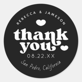 Retro Union Black and White Wedding Bedankt Ronde Sticker