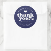 Retro Union Donkerblauwe bruiloft Dank u Ronde Sticker (Tas)