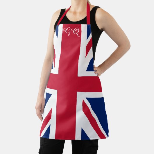 Retro Union Jack Apron - Monogrammed British Flag Schort (Insitu)