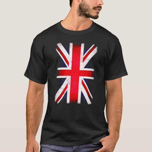 Retro Union Jack Flag Verenigd Koninkrijk Groot-Br T-shirt (Voorkant)