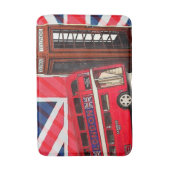 Retro Union Jack London Bus rode telefooncel Badmat (Voorkant Verticaal)